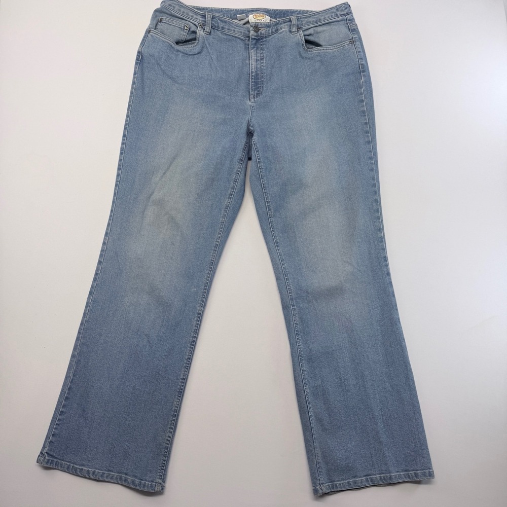 Talbots Woman Light Wash Stretch Straight Leg Denim Jeans Blue Size 14W